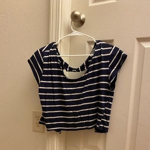 Charlotte Russe Navy and White Striped Crop Top